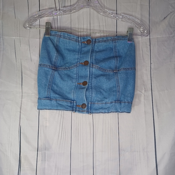 Denim Button-up Bustier - Picture 1 of 7